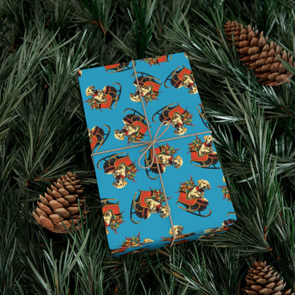 Santa Puppy Pattern Gift Wrap Paper – Cute Christmas Wrapping Sheets