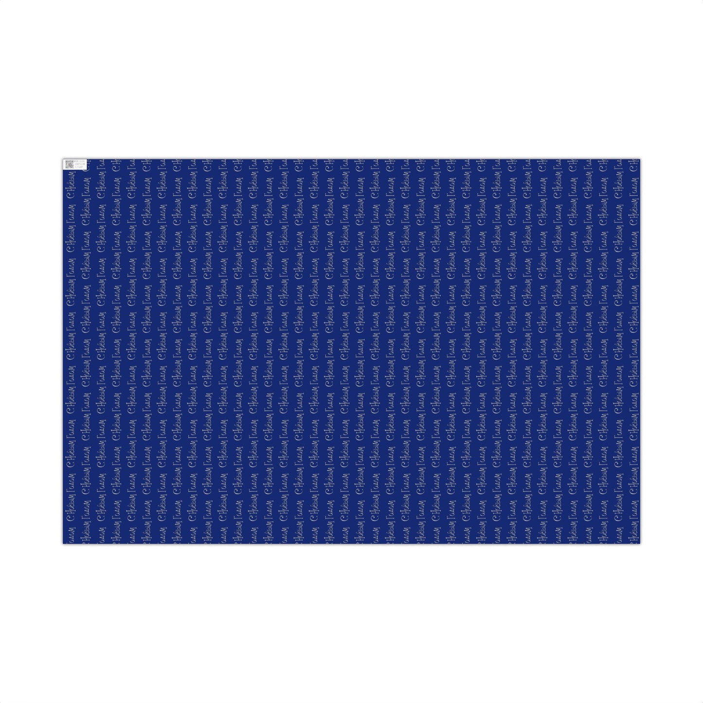 Holiday Gift Wrap Paper — Navy Blue "Season's Greetings" Repeating Script