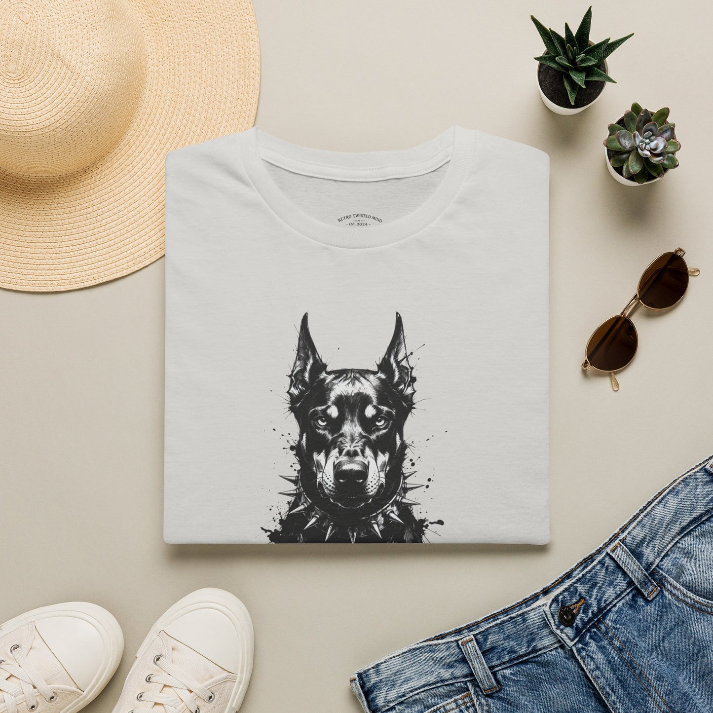 Doberman Portrait T-Shirt — "Warm Amour" Graphic Tee for Dog Lovers