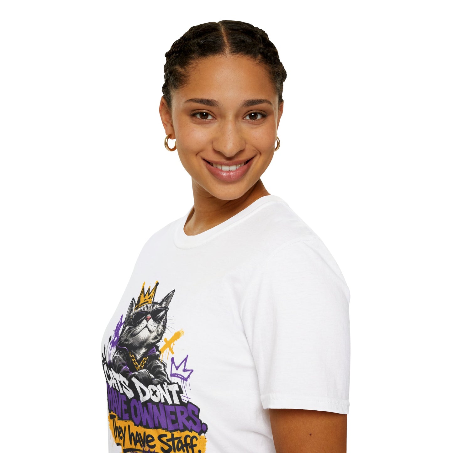 Cat Graphic Tee — "Cats Don't Have Owners They Have Staff"