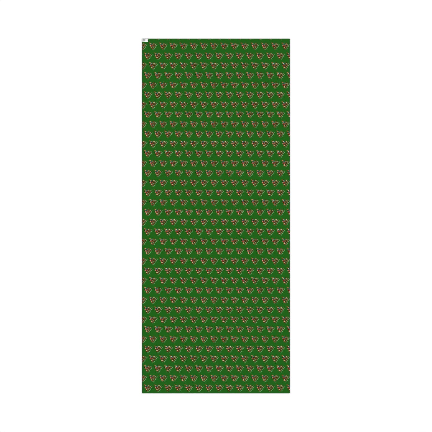 Christmas Tree Gift Wrap Paper — Holiday Green Wrapping Sheets with Ornament Tree Pattern