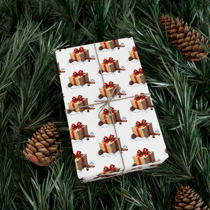 Wrapping Paper — Festive Gift Stack Pattern with Red Bows