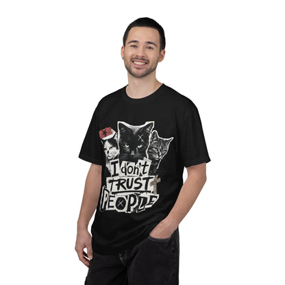 I Don’t Trust People Cat T-Shirt — Grunge Graphic Tee for Cat Lovers