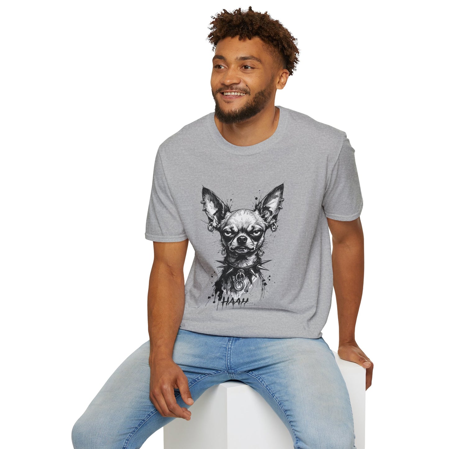 Chihuahua Portrait T‑Shirt — Expressive Black & White Dog Art Tee