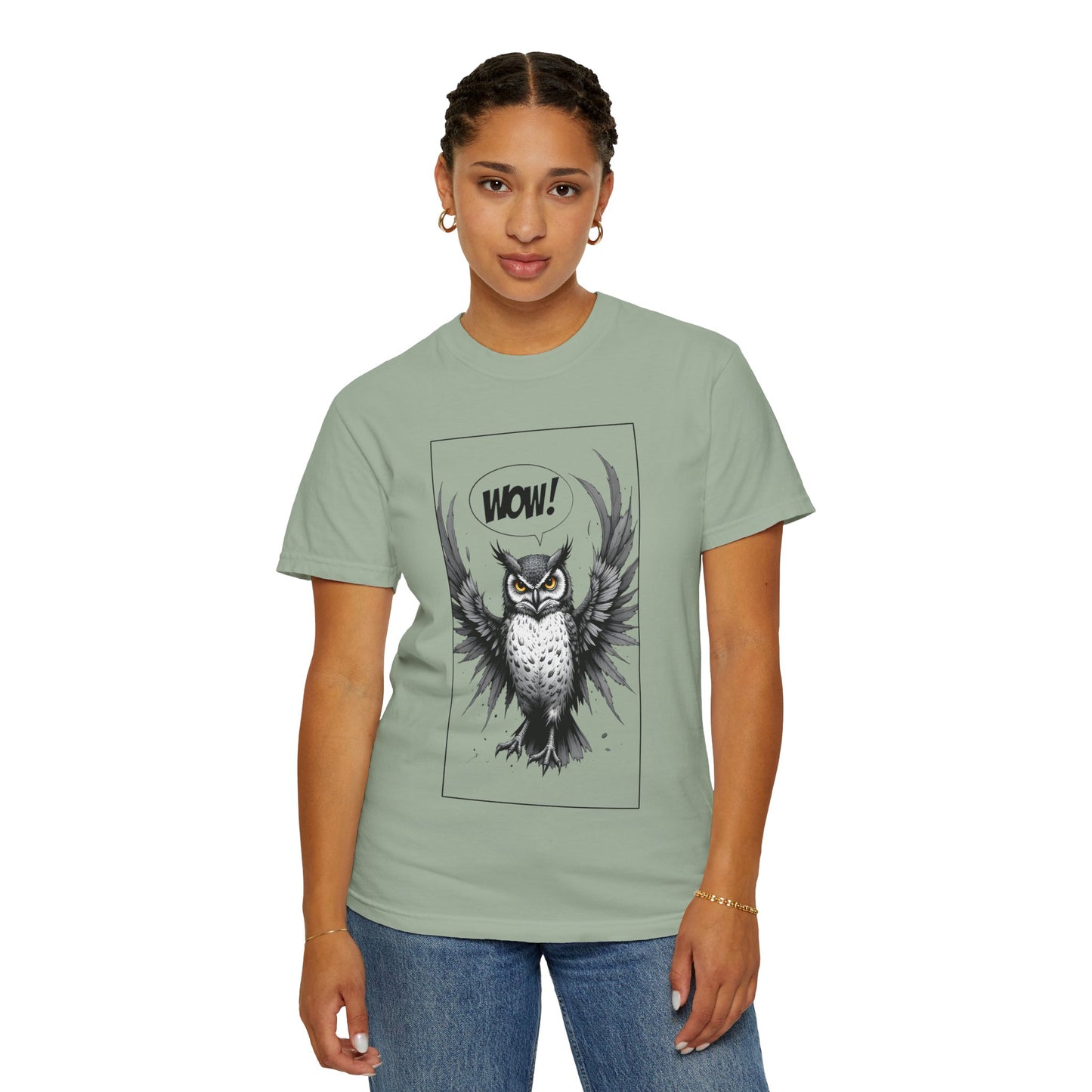 Owl Graphic T-Shirt — 'WOW!' Illustrated Night Owl Tee