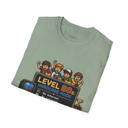 80s Level Up T-Shirt — 'Level 80s: Hardcore Mode' Retro Gaming Tee
