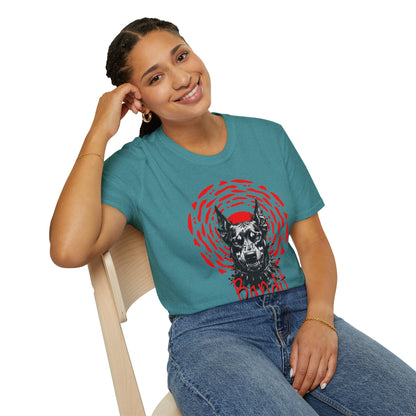Doberman Graphic T-Shirt — Red Halo 'Bandit' Design