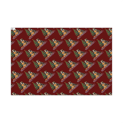 Christmas Tree & Teddy Bear Gift Wrap Paper — 'Merry Christmas' Holiday Wrapping Sheets