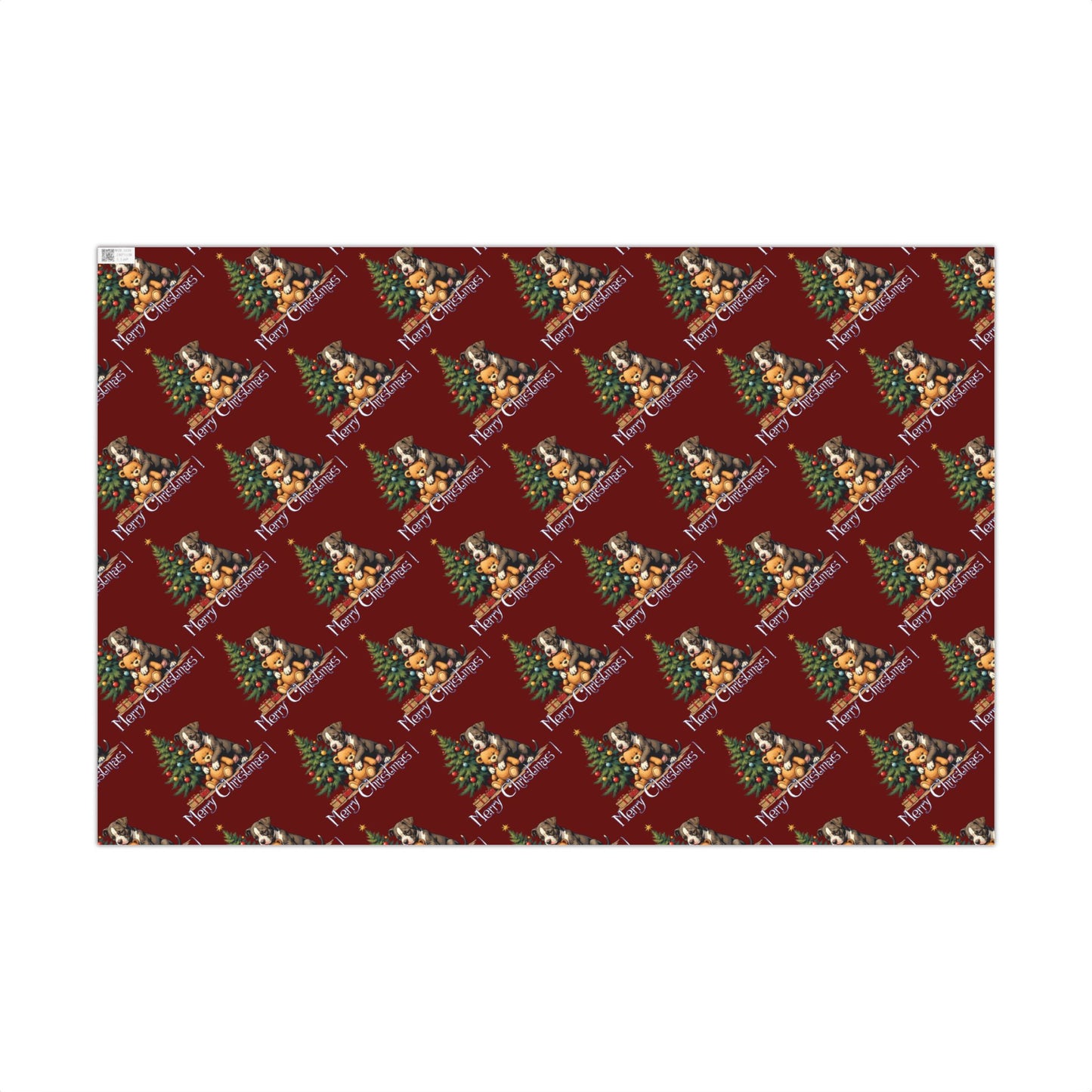 Christmas Tree & Teddy Bear Gift Wrap Paper — 'Merry Christmas' Holiday Wrapping Sheets