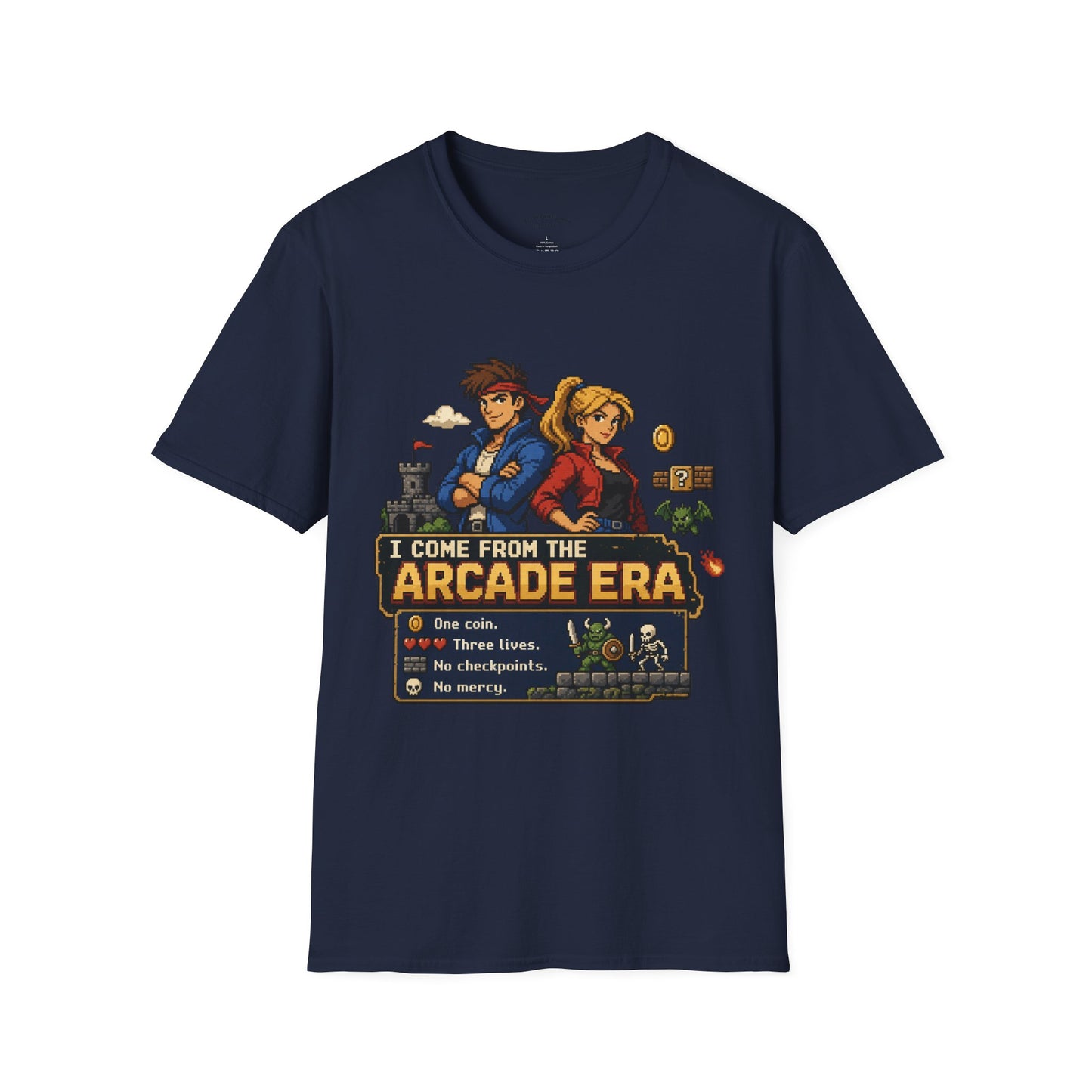 Retro Arcade Era T-Shirt — Pixel RPG Game Tribute