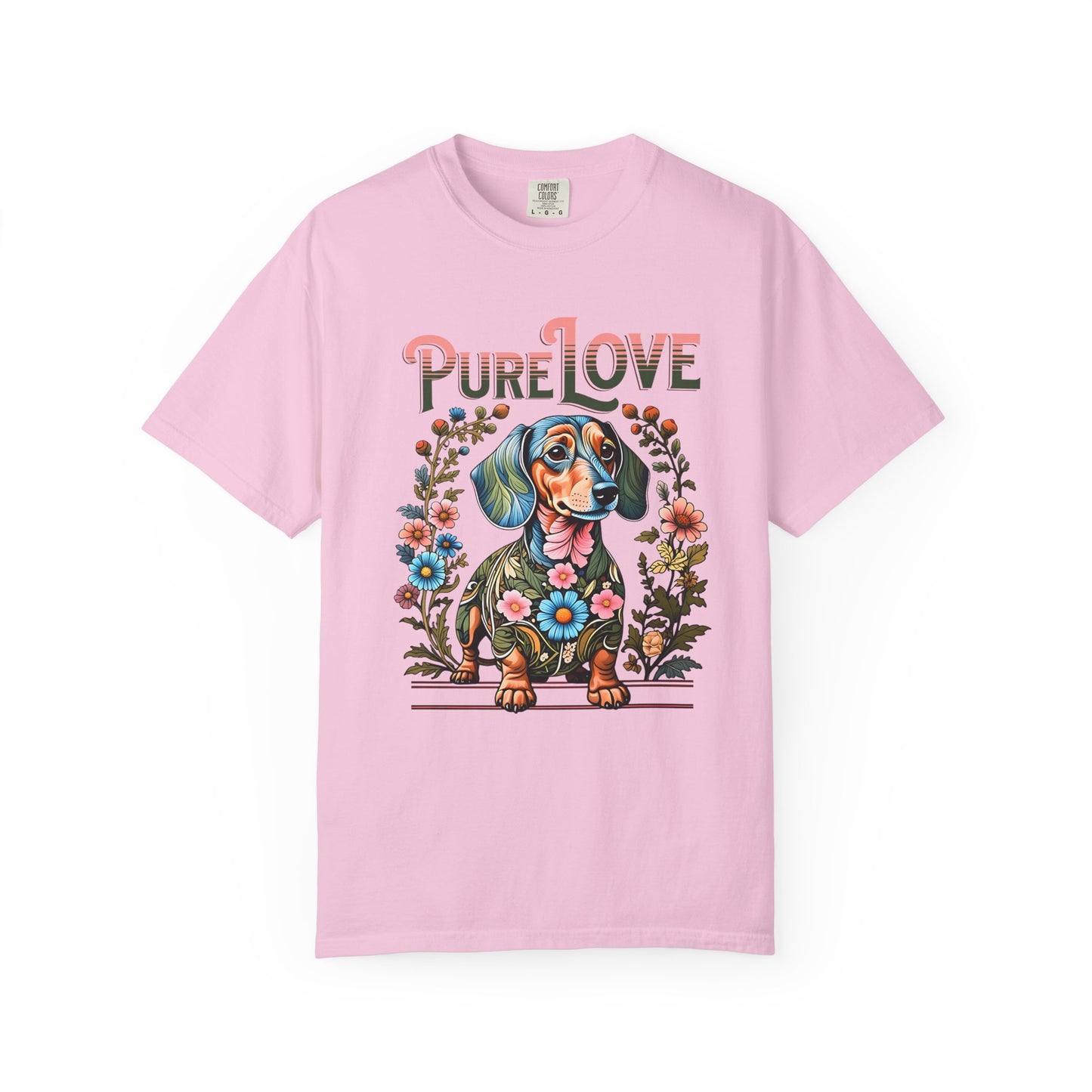 Pure Love Dog Art Unisex T-Shirt - Flower Design for Animal Lovers