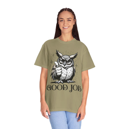Good Job Owl T-Shirt — Thumbs-Up Retro Owl Graphic Tee