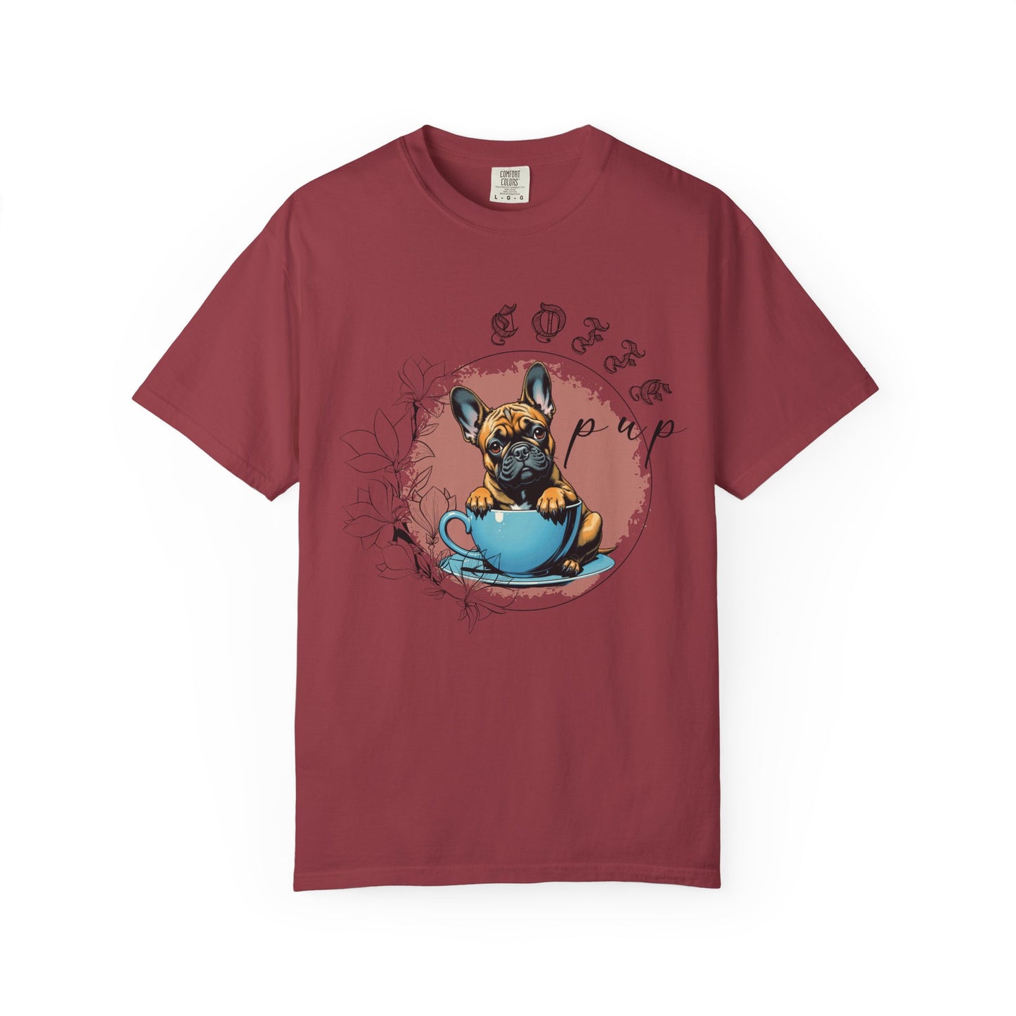 Cute French Bulldog Coffee T-Shirt - Unisex Garment-Dyed Tee