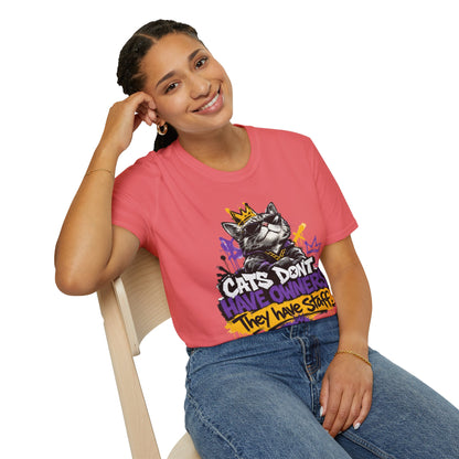 Cat Graphic Tee — "Cats Don't Have Owners They Have Staff"
