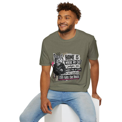 Cat T-Shirt — "Home Is Where My Cat Judges Me" Funny Graphic Tee