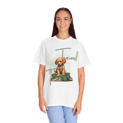 Travel Time Unisex T-Shirt - Perfect for Dog Lovers, Casual Wear, Traveling, Gift for Pet Owners, Adventure Apparel