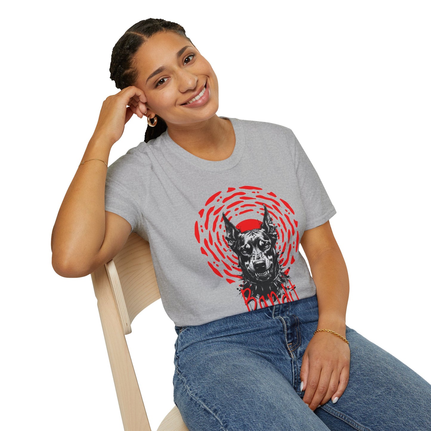 Doberman Graphic T-Shirt — Red Halo 'Bandit' Design