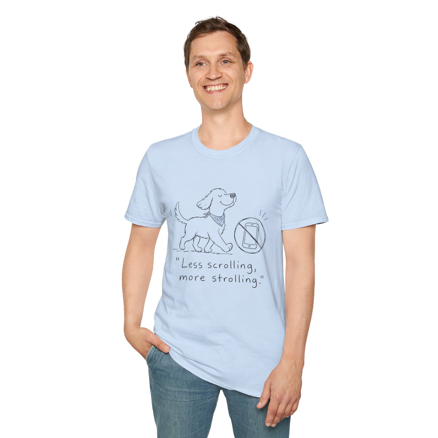 Less Scrolling, More Strolling Dog T-Shirt