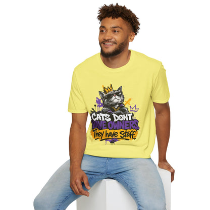 Cat Graphic Tee — "Cats Don't Have Owners They Have Staff"