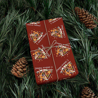 Christmas Pizza Pattern Gift Wrap Paper — Festive Novelty Wrapping Sheets