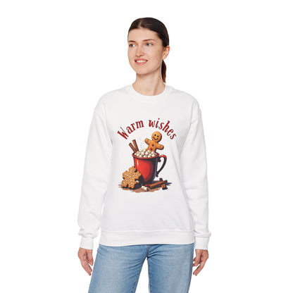 Crewneck Sweatshirt — "Warm Wishes" Hot Cocoa & Gingerbread Holiday Design