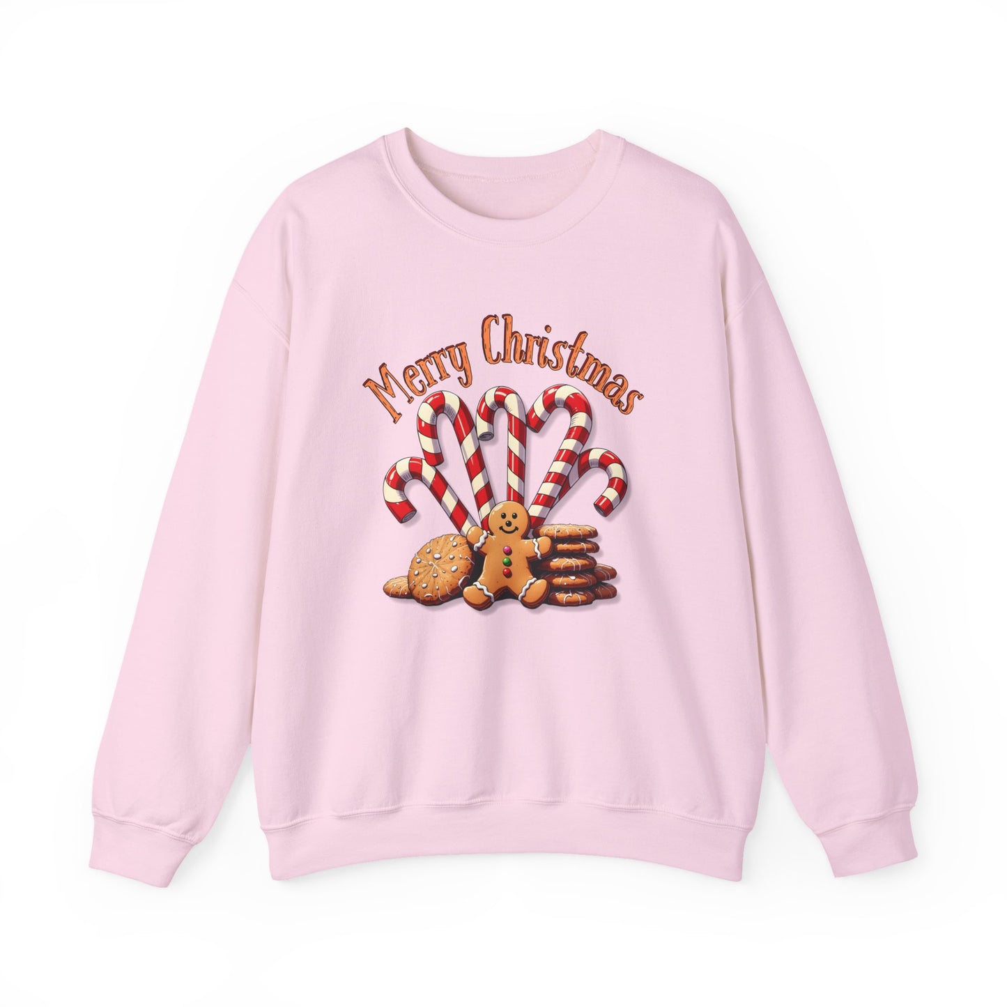 Christmas Candy Canes Crewneck Sweatshirt — "Merry Christmas" Gingerbread Holiday Sweater