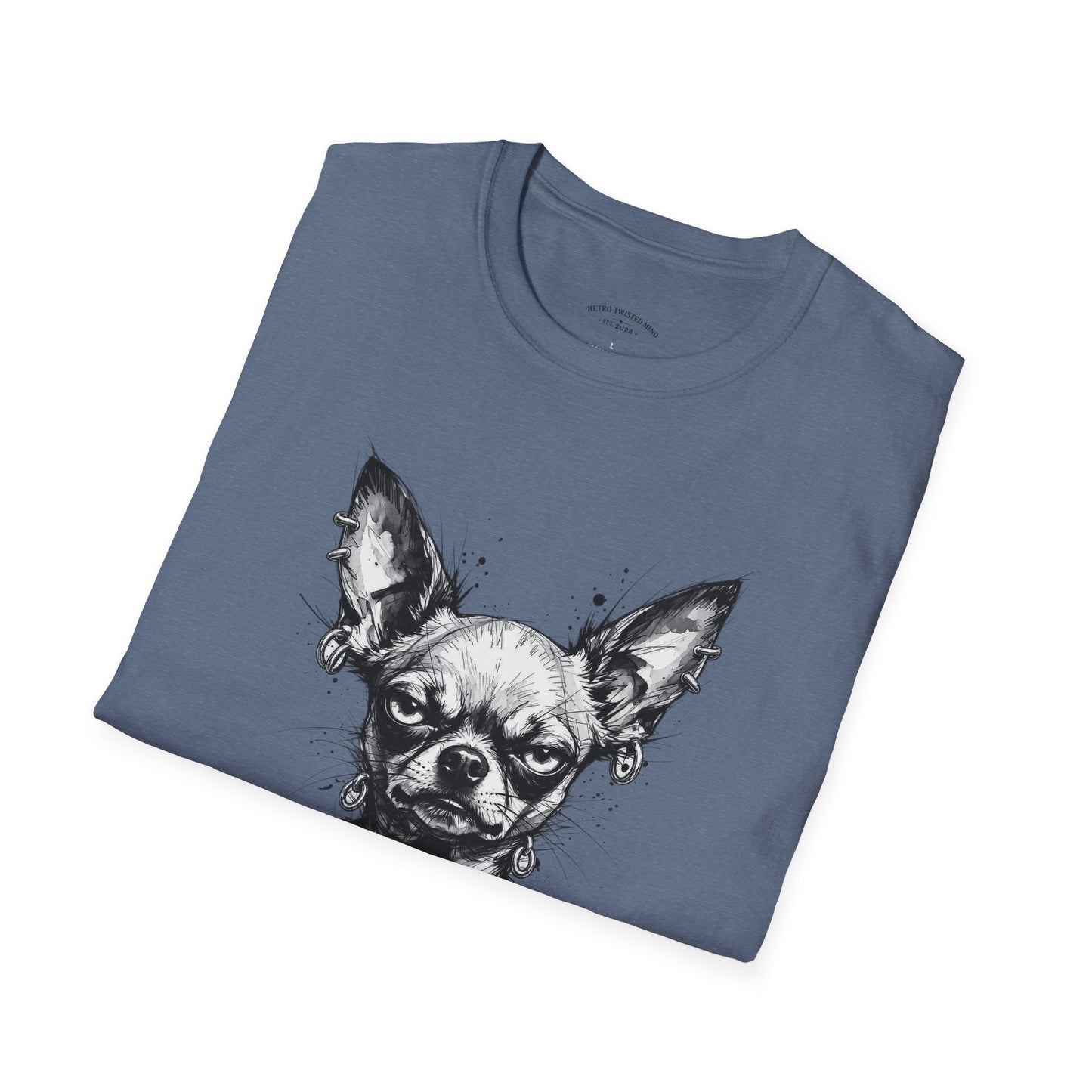 Chihuahua Portrait T‑Shirt — Expressive Black & White Dog Art Tee
