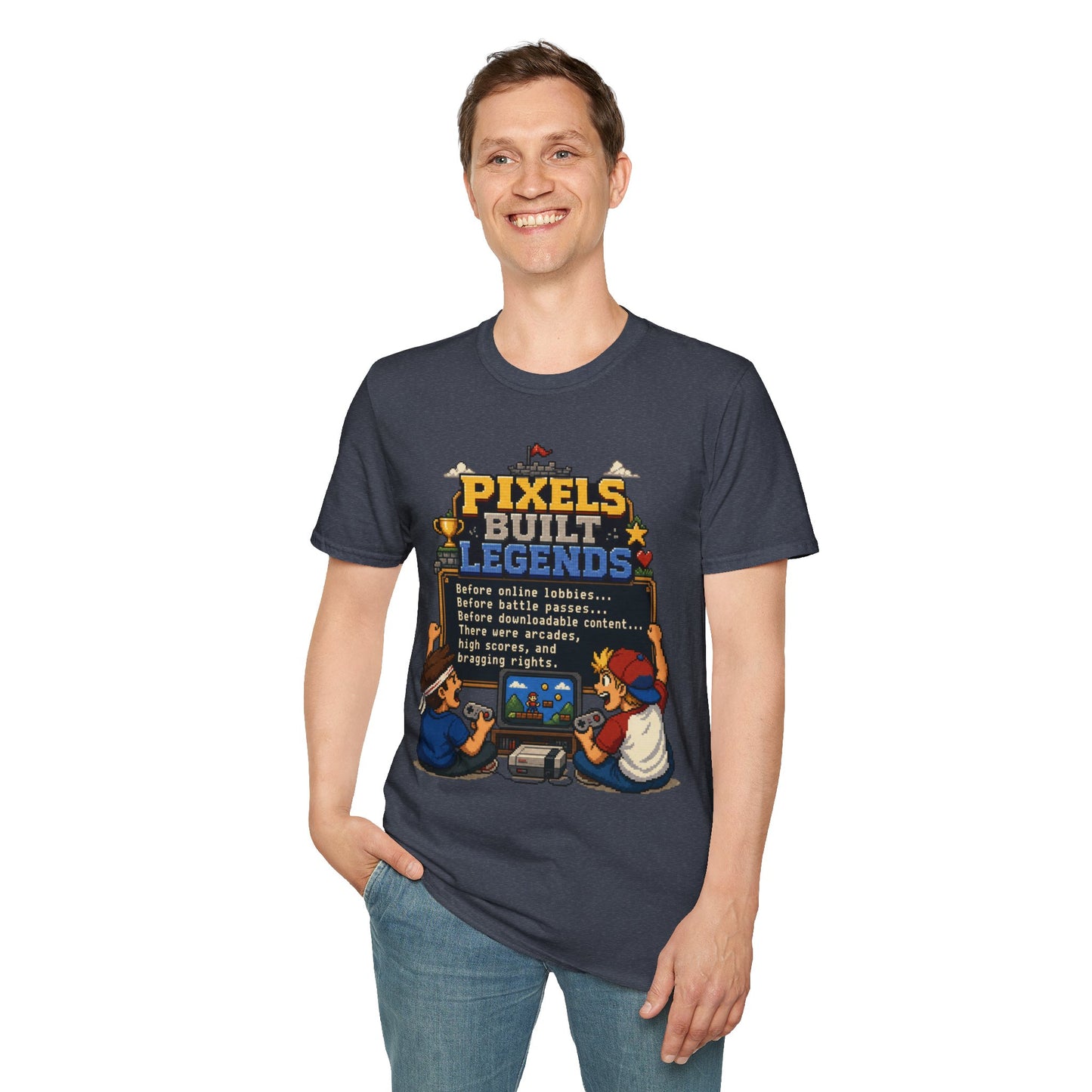 Pixels Built Legends T‑Shirt — Retro Gaming Nostalgia Tee