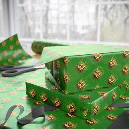 Wrapping Paper — Green Poinsettia Pattern Holiday Gift Wrap