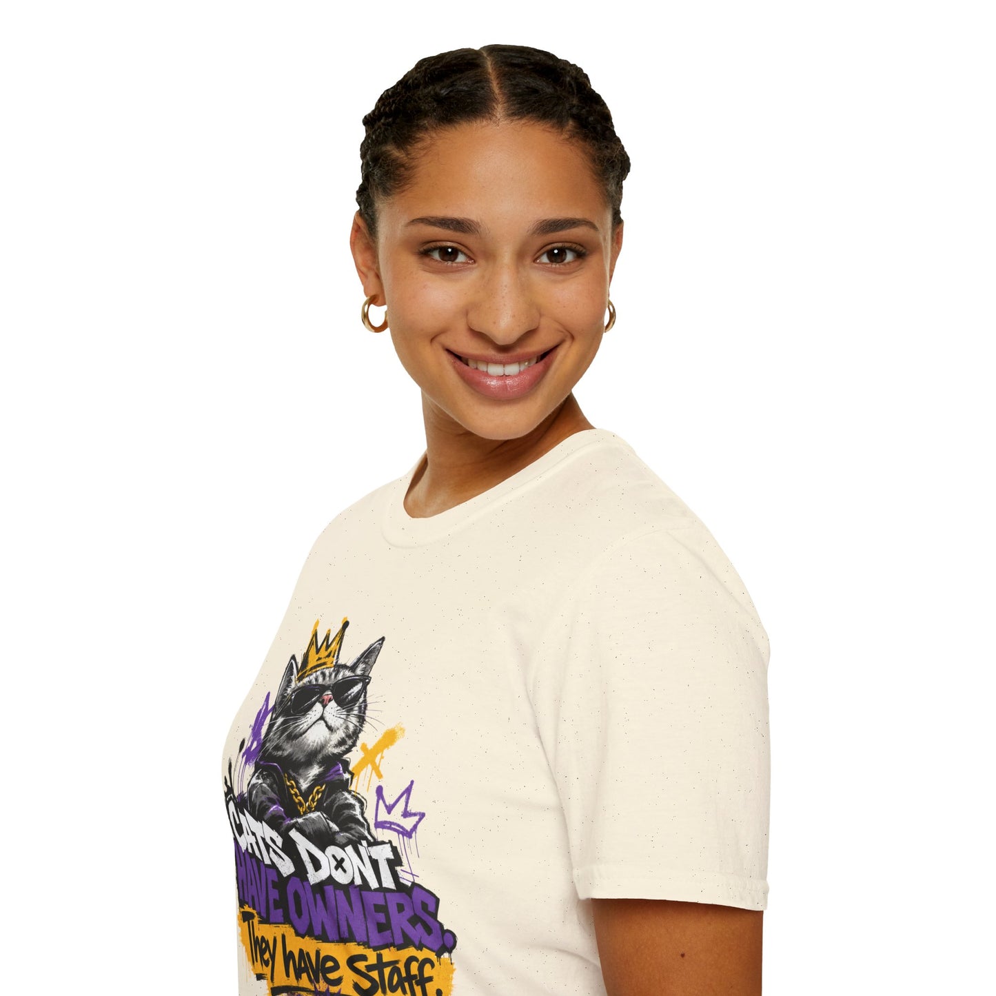 Cat Graphic Tee — "Cats Don't Have Owners They Have Staff"
