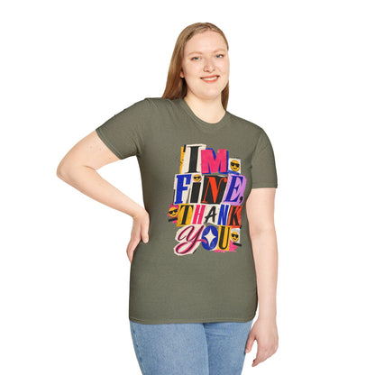 T-Shirt — "I'M FINE, THANK YOU" Retro Collage Graphic Tee