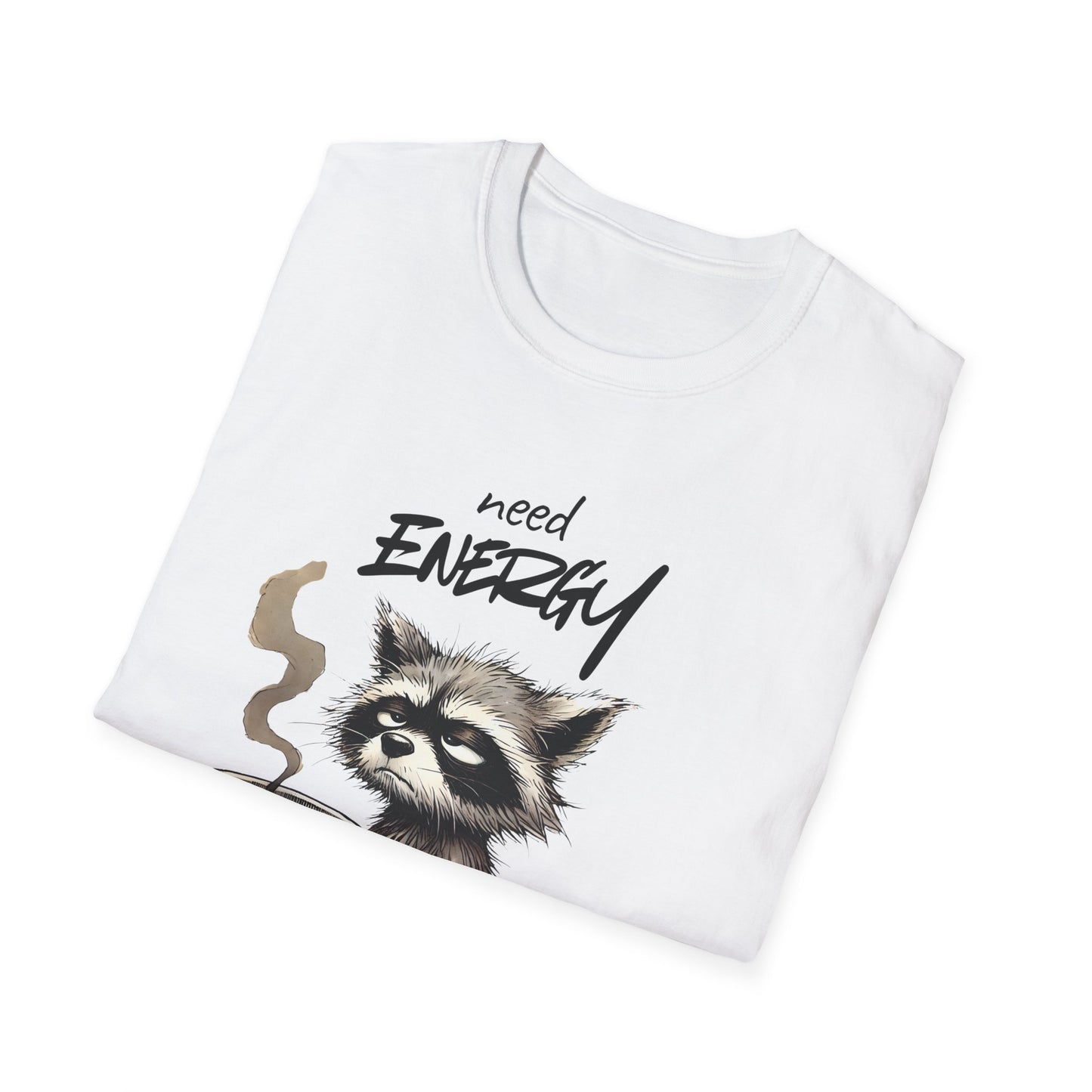 Need Energy Raccoon T-Shirt — Cute Coffee Graphic Tee