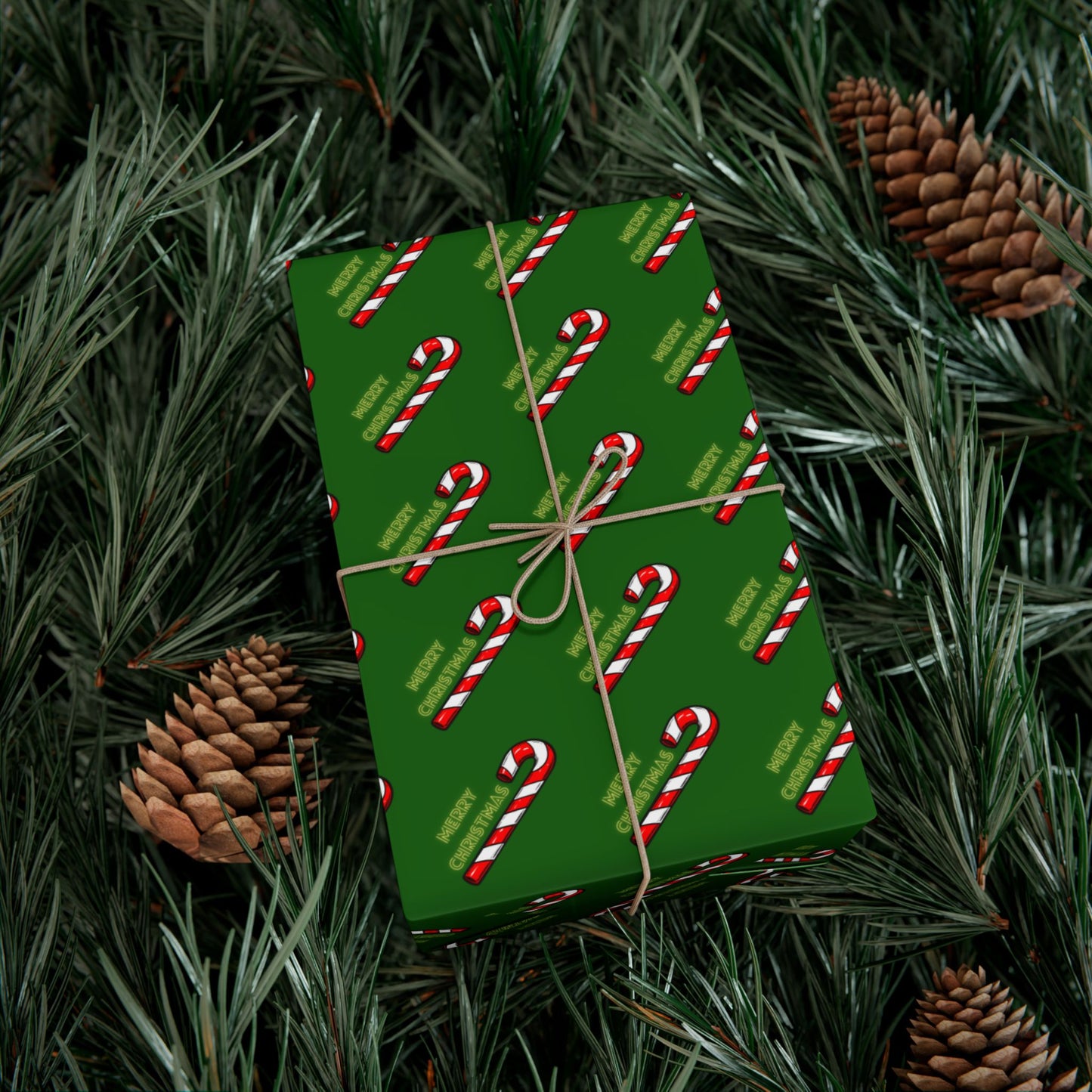 Candy Cane Holiday Gift Wrap Paper — Festive Green Christmas Wrapping Sheets