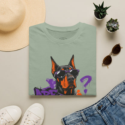 Doberman Graffiti T-Shirt — "You Sure?" Street Art Dog Tee