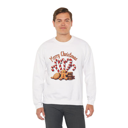 Christmas Candy Canes Crewneck Sweatshirt — "Merry Christmas" Gingerbread Holiday Sweater