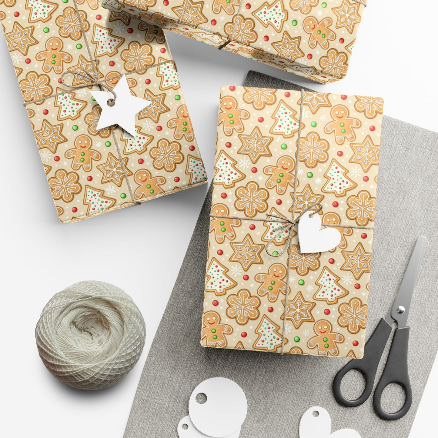 Gingerbread Pattern Gift Wrap Paper — Festive Holiday Wrapping Sheets
