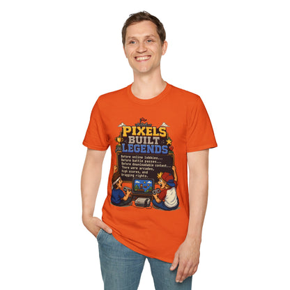 Pixels Built Legends T‑Shirt — Retro Gaming Nostalgia Tee