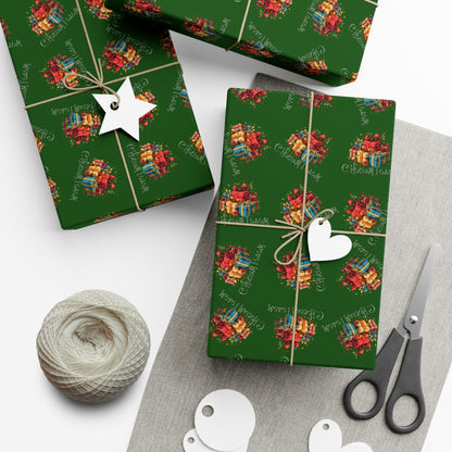 Christmas Gift Wrap Paper — Green Holiday Presents Pattern