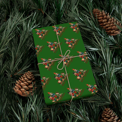 Christmas Tree Pattern Gift Wrap Paper – Festive Green Holiday Wrapping Sheets