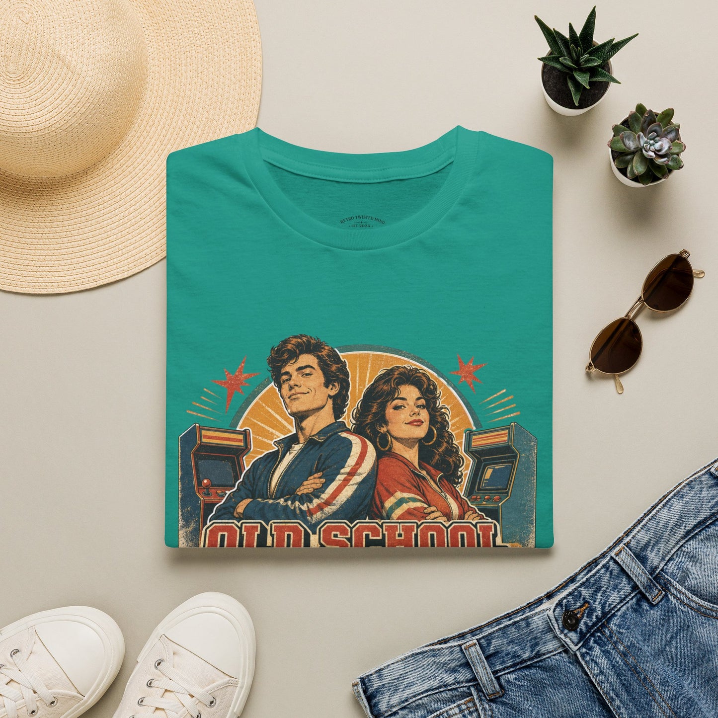 T-Shirt — Retro 'Old School' Arcade Couple Vintage Gamer Tee