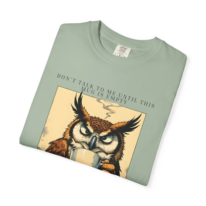 Coffee First Owl T-Shirt — Vintage Coffee Lover Graphic Tee