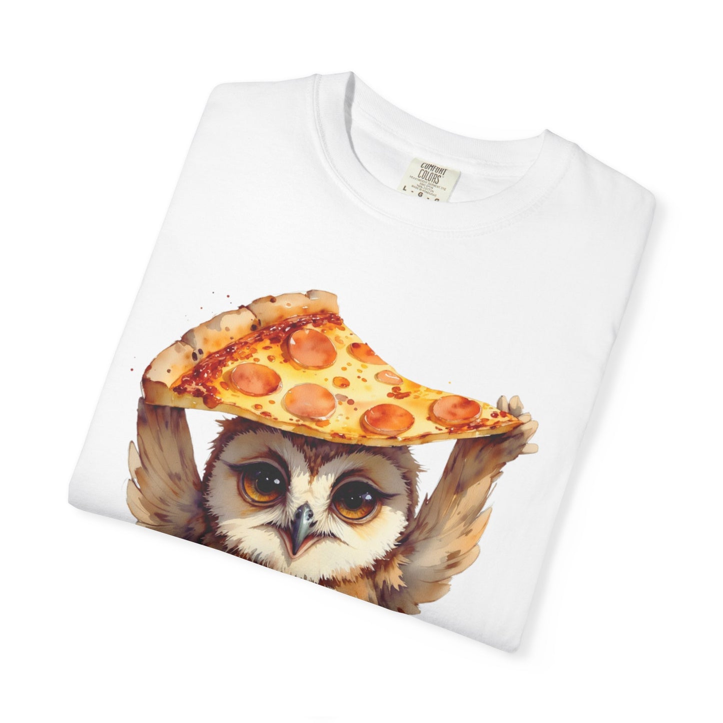 Pizza Time Owl T-Shirt — Cute Owl Holding Pizza Slice Graphic Tee