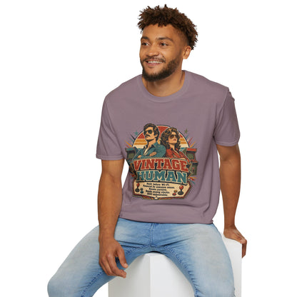 Vintage Human T-Shirt — Retro 70s Duo Graphic Tee