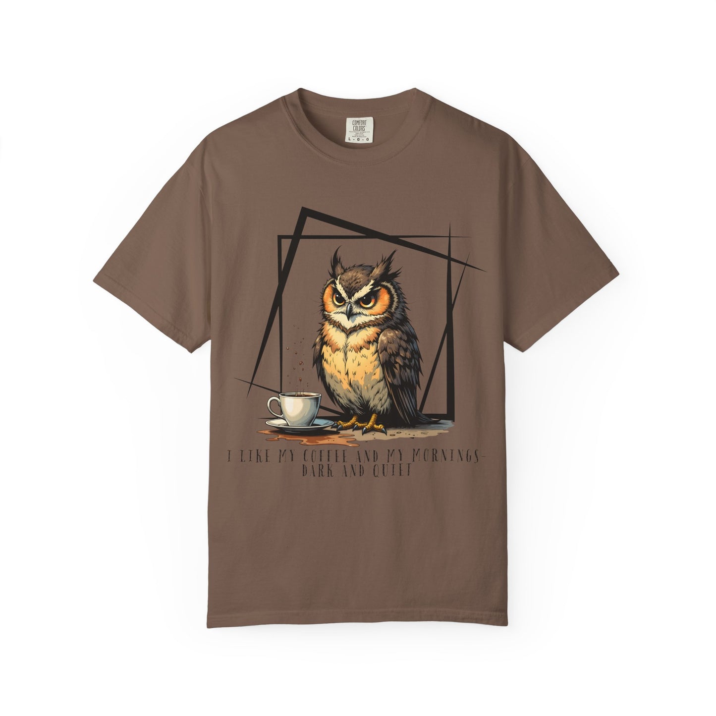 Owl & Coffee Graphic T-Shirt — 'A Day to Coffee and Contemplate'