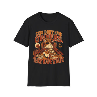 Cat T-Shirt — "Cats Don't Have Owners, They Have Staff" Retro Cat Graphic Tee