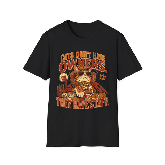 Cat T-Shirt — "Cats Don't Have Owners, They Have Staff" Retro Cat Graphic Tee