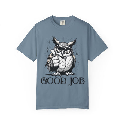 Good Job Owl T-Shirt — Thumbs-Up Retro Owl Graphic Tee