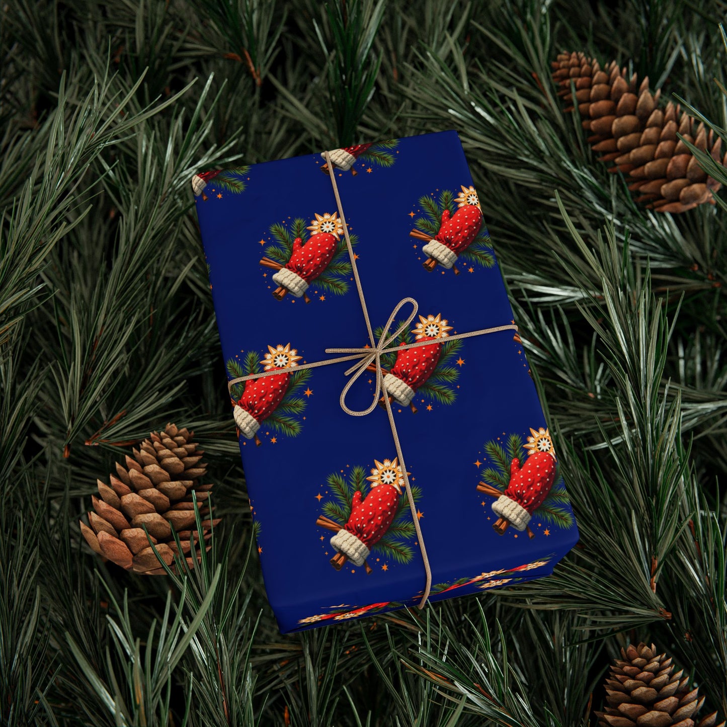 Strawberry Floral Wrapping Paper Roll — Blue Fruit Pattern Gift Wrap for Birthdays & Holidays