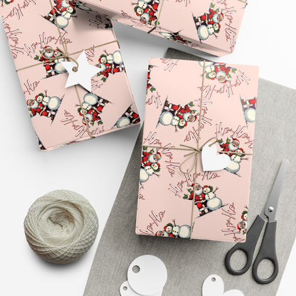 Gift Wrap Paper — Pink Snowman Pattern Holiday Wrapping Paper