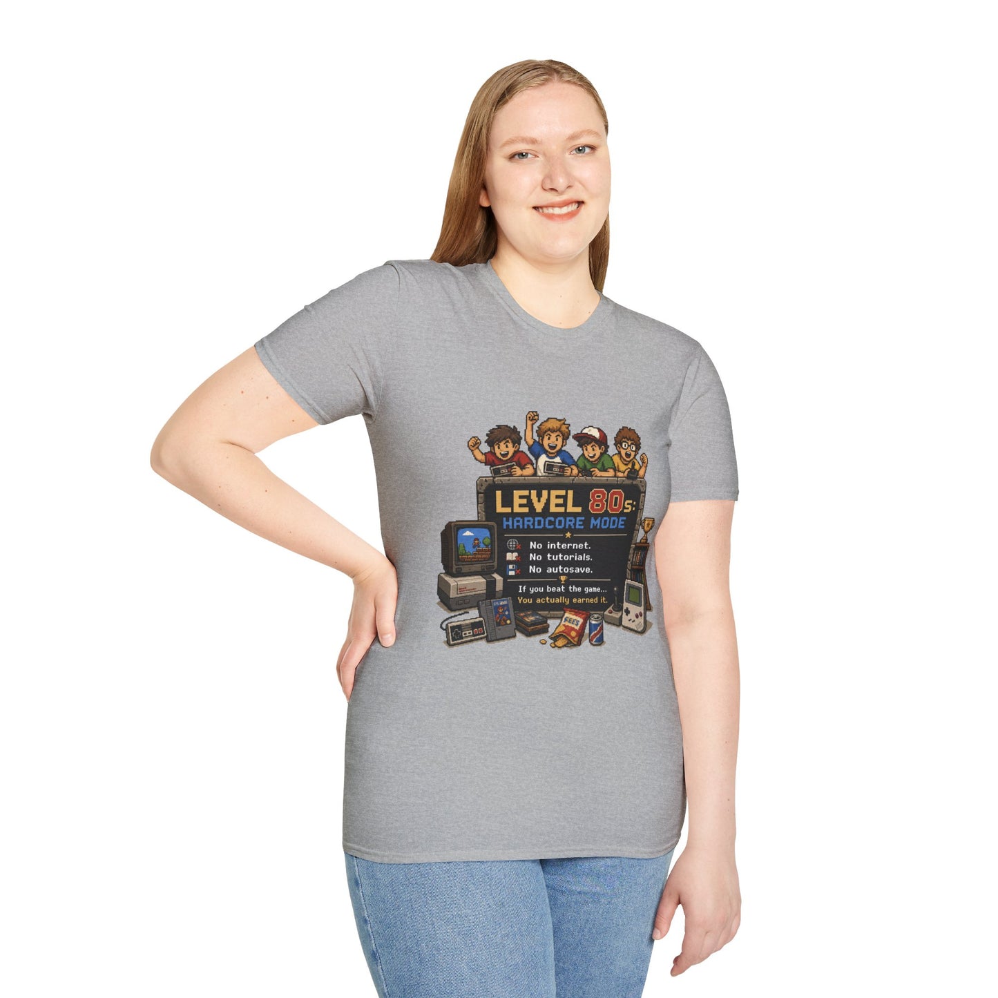 80s Level Up T-Shirt — 'Level 80s: Hardcore Mode' Retro Gaming Tee